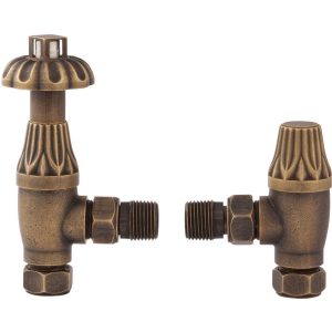 Bayswater Antique Brass Angled Thermostatic Radiator Valves