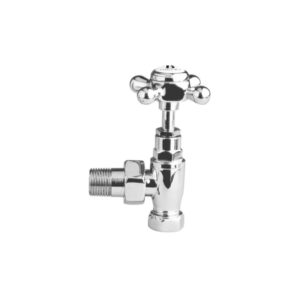 Bayswater Angled Crosshead Radiator Valve (Pair) White/Chrome