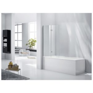 Aquaglass 6mm 2 Panel Bath Screen with Fixed Screen & Hinged Panel