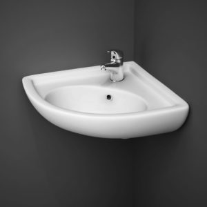 RAK Compact Corner Basin 1 Taphole Alpine White