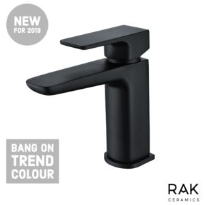 RAK Moon Mono Basin Mixer with Clicker Waste Black