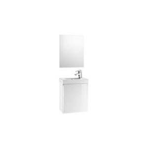 Roca Mini Pack Basin & Base Unit 450mm & Mirror Gloss White