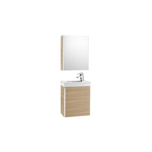 Roca Mini Pack Basin & Base Unit 450mm & Mirrored Cabinet Oak